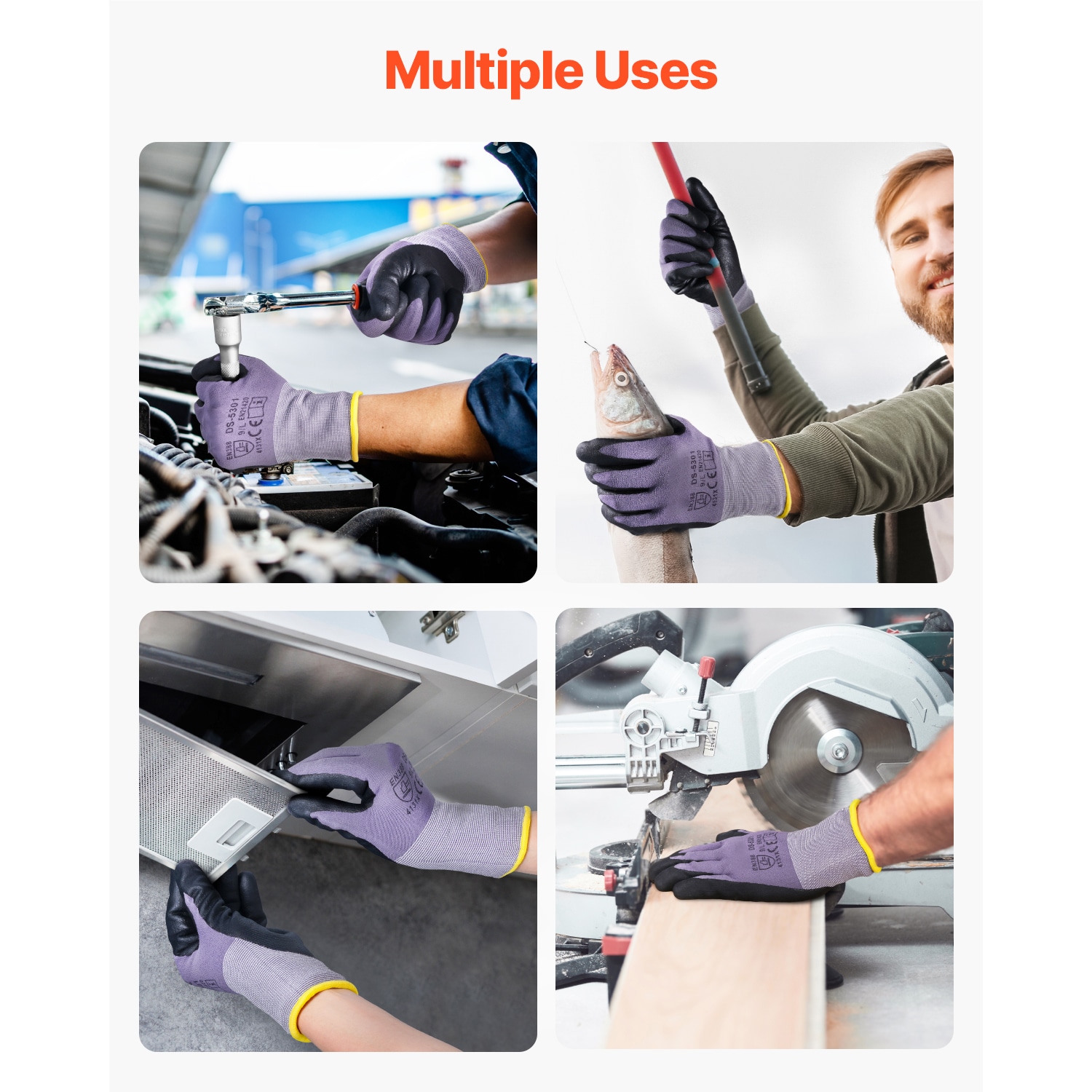 Work Gloves 12-Pair Touch Screen Nitrile-Coated Garden Construction Gloves_voghion.com
